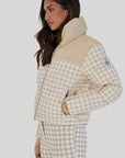 Cropped Bomber Ski Jacket – Nude Houndstooth
