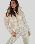 Cropped Bomber Ski Jacket – Nude Houndstooth