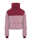 Cropped Bomber Ski Jacket - Burgundy Houndstooth