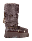 Lug Tread Shearling Snow Boots - Tall Chocolate