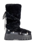 Lug Tread Shearling Snow Boots - Tall Black