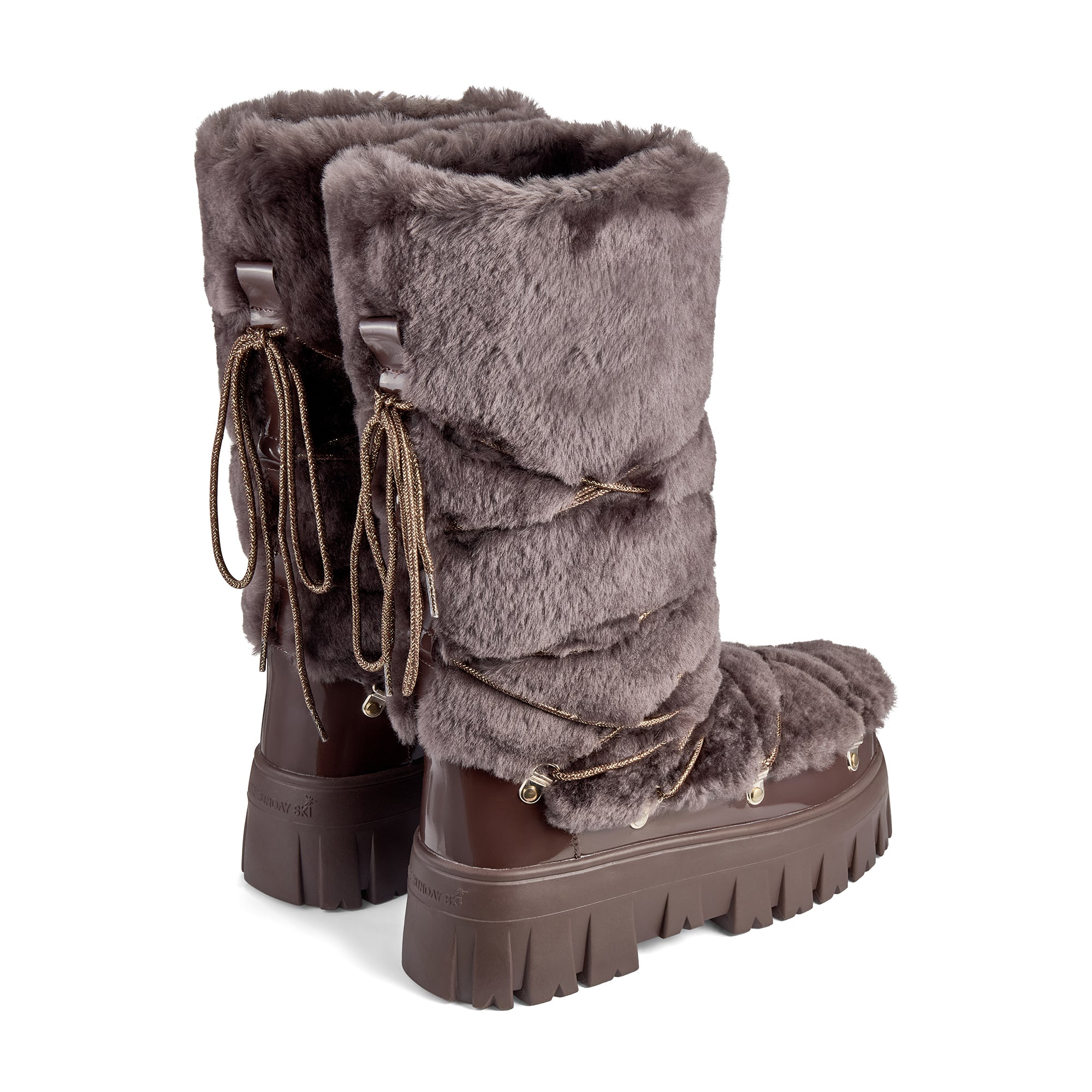 Lug Tread Shearling Snow Boots - Tall Chocolate