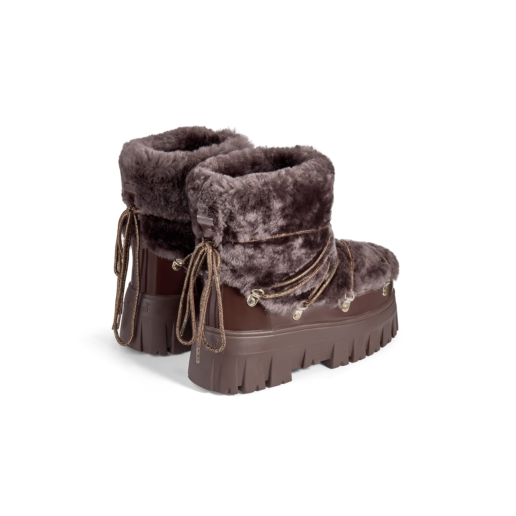 Lug Tread Shearling Snow Boots - Short Chocolate