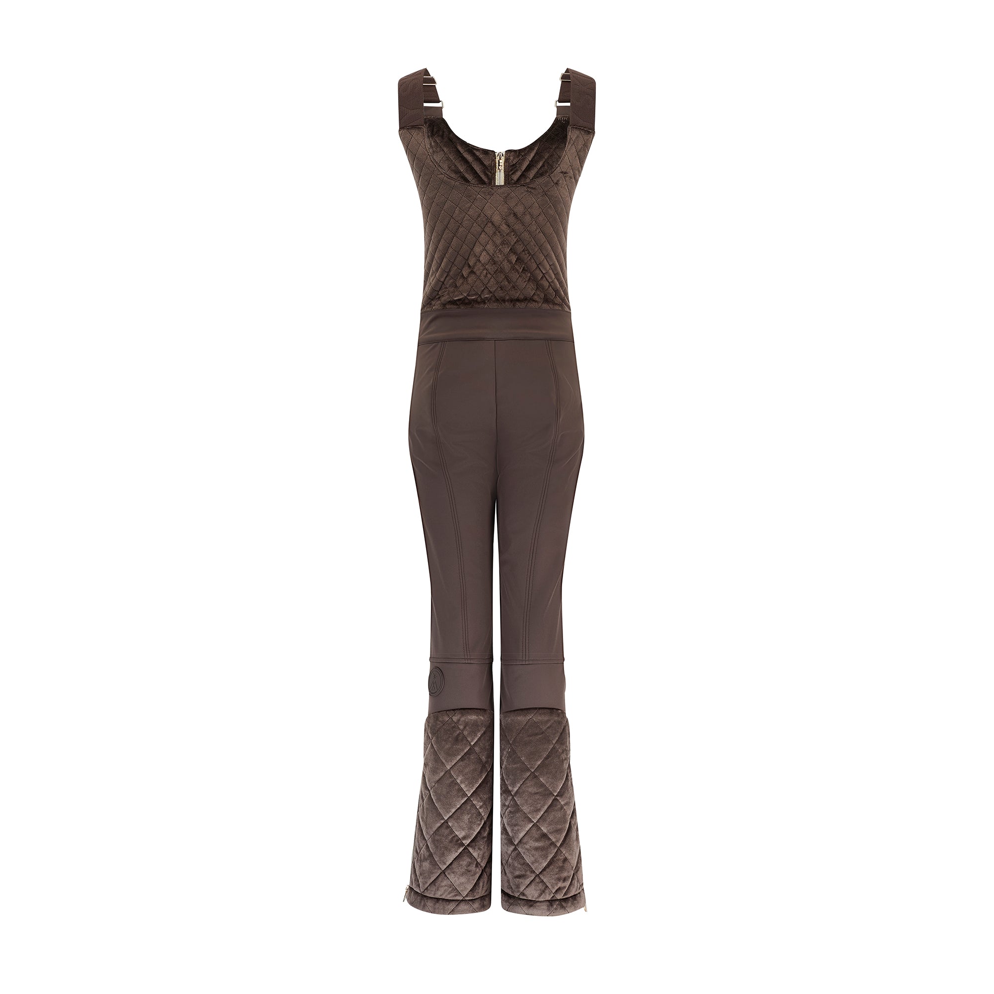 Quilted Velvet Ski Overall - Chocolate