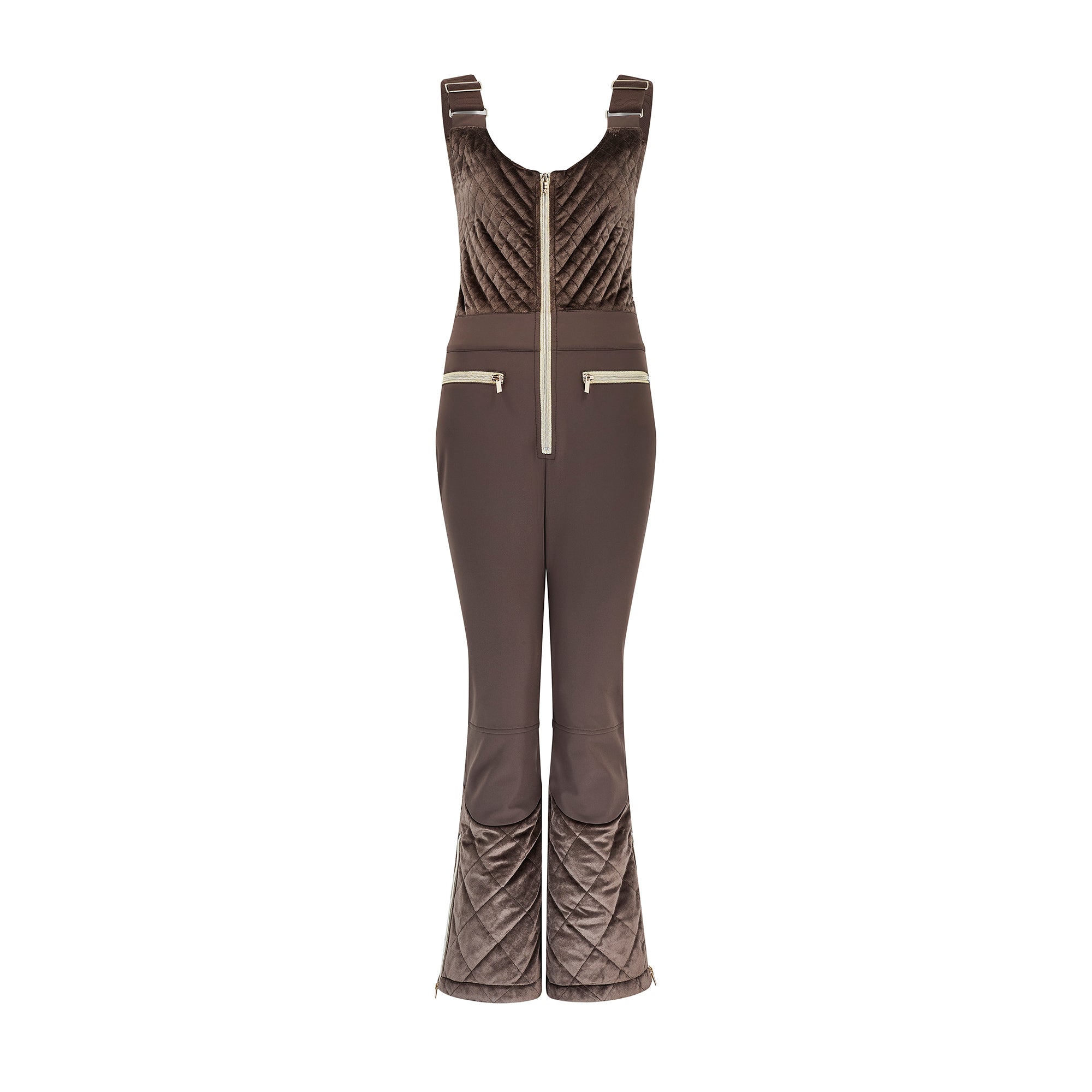 Quilted Velvet Ski Overall - Chocolate