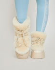Lug Tread Shearling Snow Boots - Cream