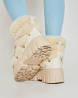 Lug Tread Shearling Snow Boots - Cream