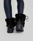 Lug Tread Shearling Snow Boots - Short Black