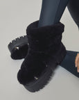 Lug Tread Shearling Snow Boots - Short Black