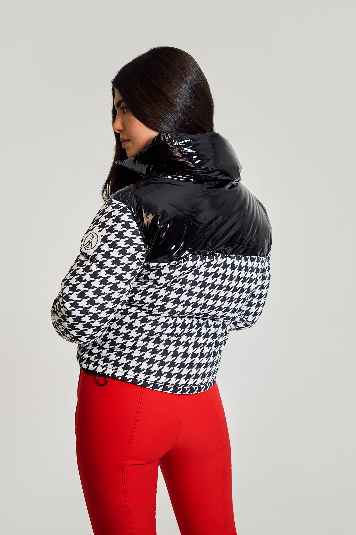Cropped Bomber Ski Jacket – Houndstooth