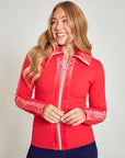 Ribbed Zip Up Mid Layer - Red