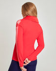 Ribbed Zip Up Mid Layer - Red