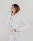 Chevron Ski Suit - White Velvet