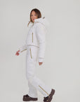 Chevron Ski Suit - White Velvet