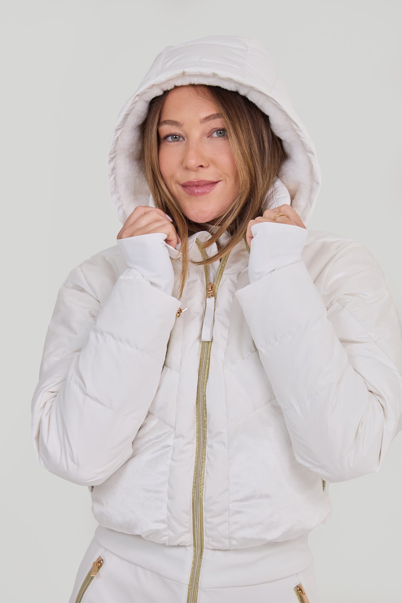 Chevron Ski Suit - White Velvet
