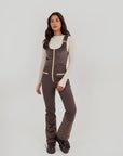 Quilted Velvet Ski Overall - Chocolate