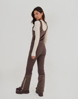 Quilted Velvet Ski Overall - Chocolate