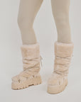 Lug Tread Shearling Snow Boots - Tall Cream