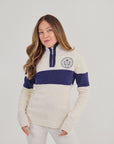 Merino Varsity Quarter Zip - Cream / Navy