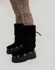 Lug Tread Shearling Snow Boots - Tall Black