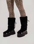 Lug Tread Shearling Snow Boots - Tall Black