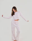 Pointelle Toile Pyjama Set - White / Pink