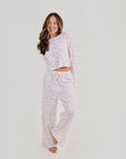 Pointelle Toile Pyjama Set - White / Pink