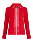 Ribbed Zip Up Mid Layer - Red