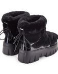 Lug Tread Shearling Snow Boots - Short Black