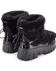 Lug Tread Shearling Snow Boots - Black