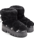 Lug Tread Shearling Snow Boots - Short Black