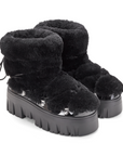 Lug Tread Shearling Snow Boots - Black