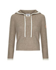 Rib Trim Cashmere Hoodie - Oat / White