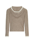 Rib Trim Cashmere Hoodie - Oat / White