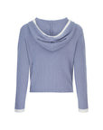 Rib Trim Cashmere Hoodie - Ice Grey / White