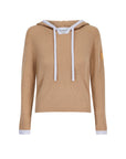 Rib Trim Cashmere Hoodie - Camel / Pearl Grey