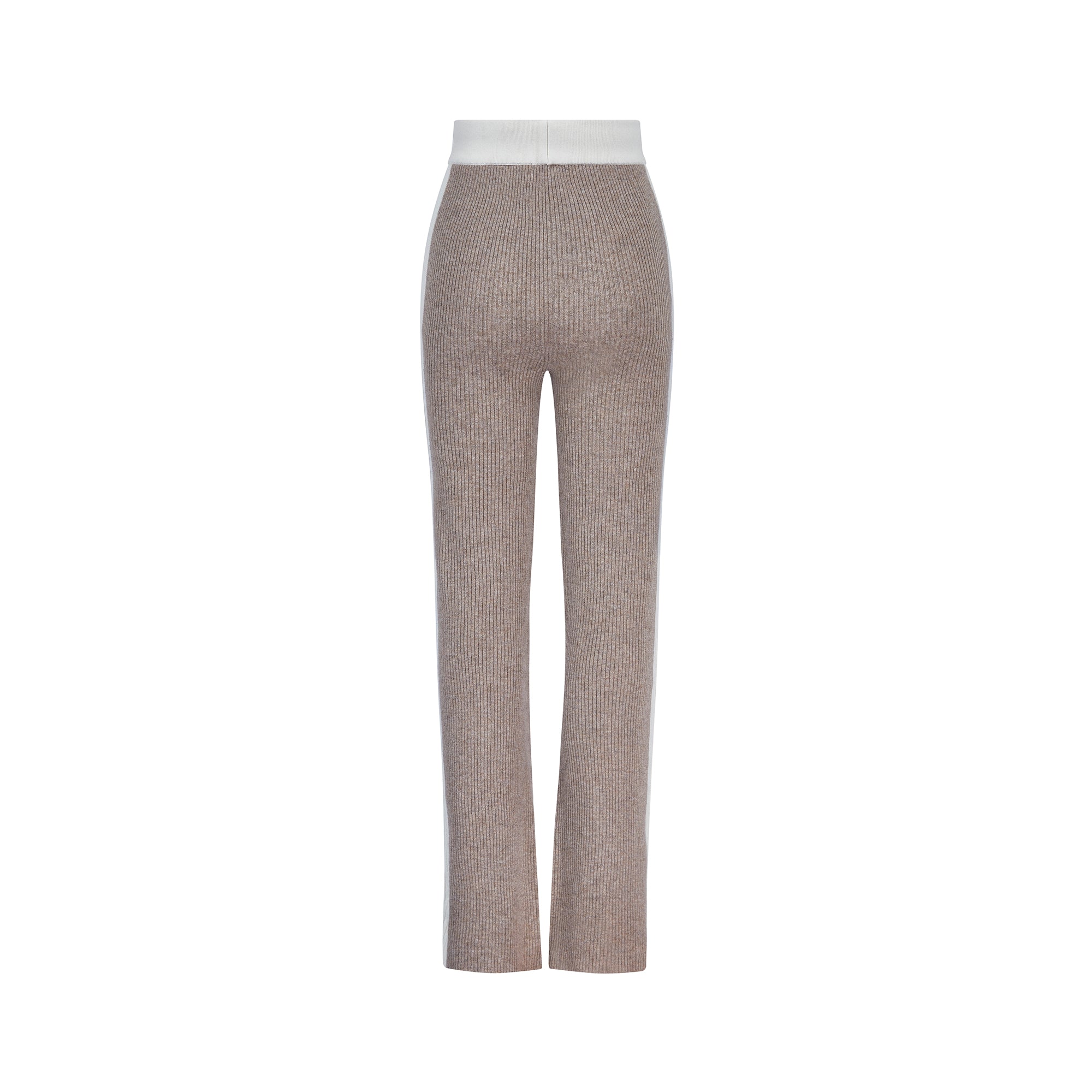 Wide Leg Cashmere Pants - Oat / White