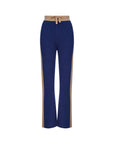 Wide Leg Cashmere Pants - Navy / Camel