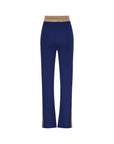 Wide Leg Cashmere Pants - Navy / Camel
