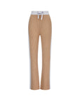 Wide Leg Cashmere Pants - Camel / Pearl Grey