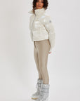 Cropped Bomber Ski Jacket – Snow Sparkle White