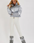 Cropped Bomber Ski Jacket – Moonlight Grey