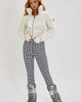 Cropped Bomber Ski Jacket – Snow Sparkle White