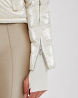 Cropped Bomber Ski Jacket – Snow Sparkle White