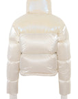 Cropped Bomber Ski Jacket – Snow Sparkle White