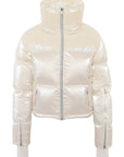 Cropped Bomber Ski Jacket – Snow Sparkle White