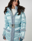 Shearling Pioneer Puffer Ski Jacket - Glacier Blue