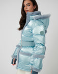 Shearling Pioneer Puffer Ski Jacket - Glacier Blue