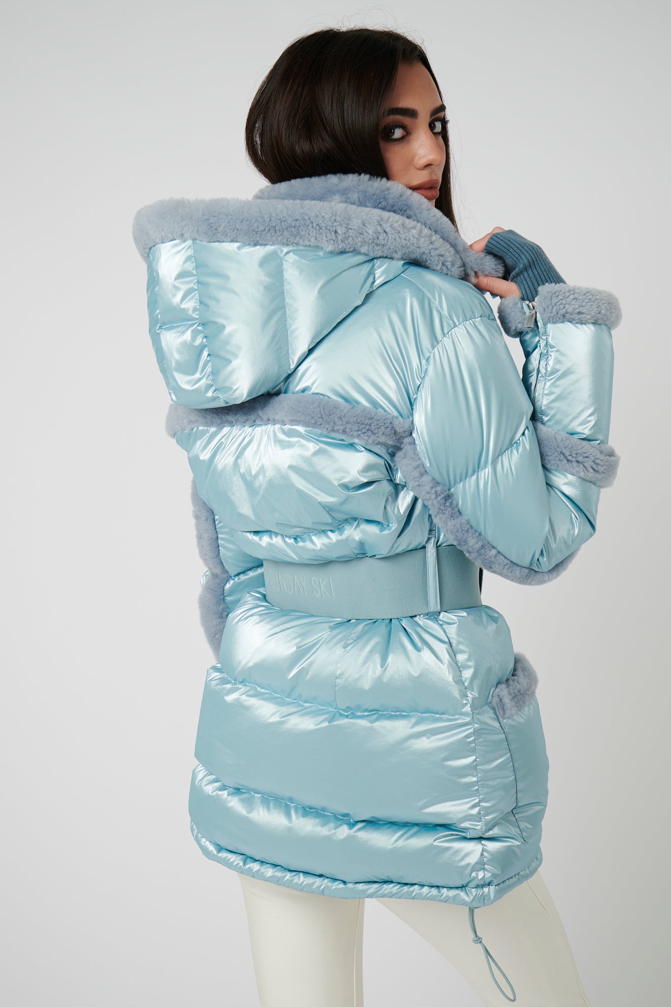 Shearling Pioneer Puffer Ski Jacket - Glacier Blue