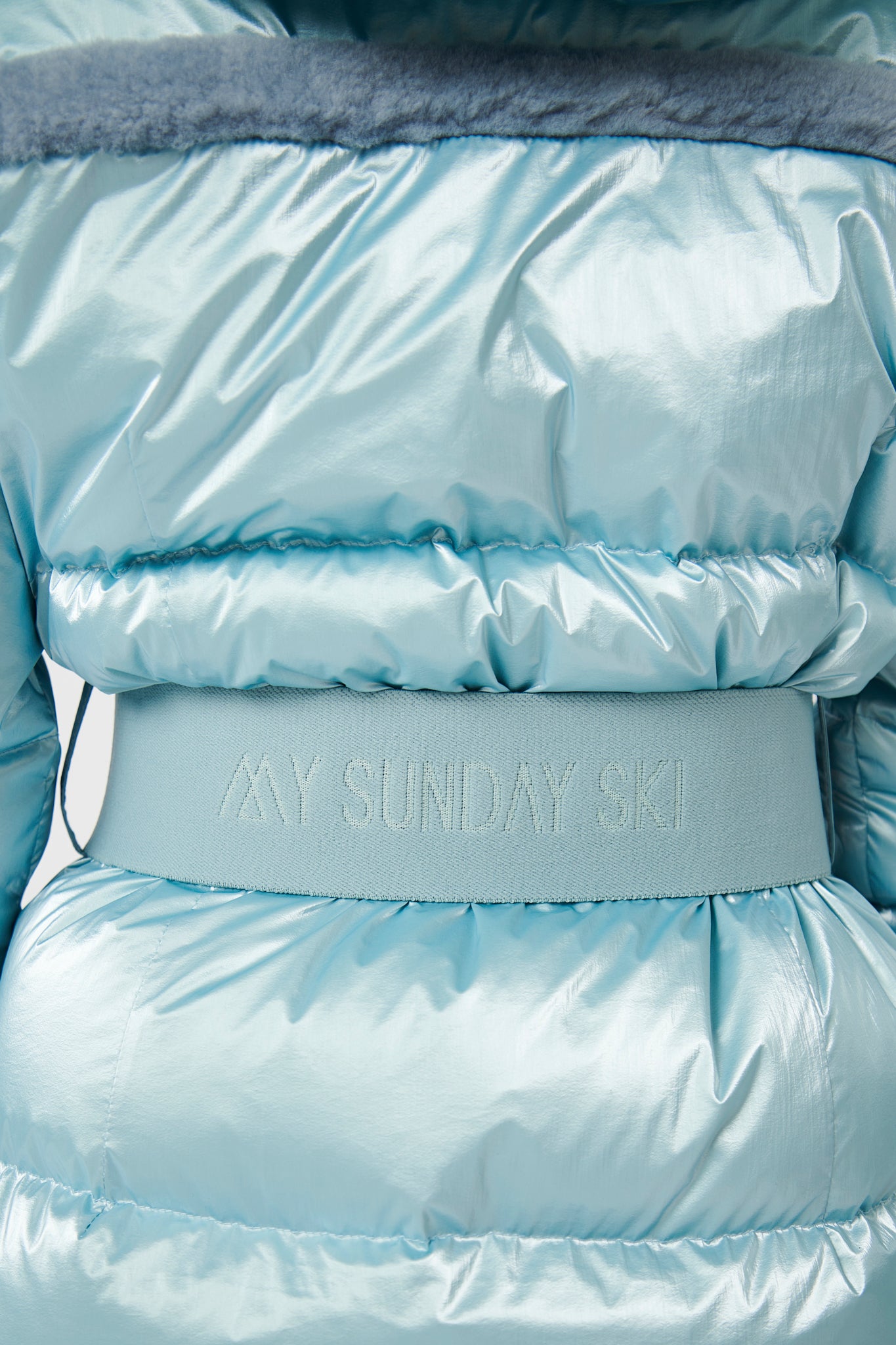 Shearling Pioneer Puffer Ski Jacket - Glacier Blue